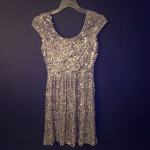 Silver Sequin Mini Dress